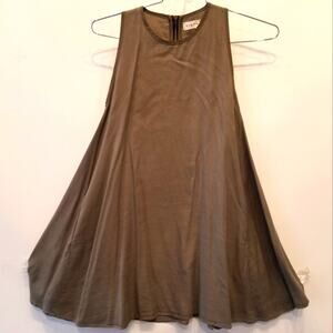 Firth Moss Green Tunic Top Sleeveless Silk Tencel‎ Zipper Back Flowy Tunic XS